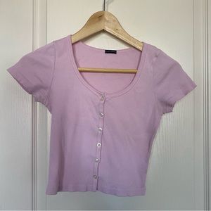 Brandy Melville Pink Button Top
